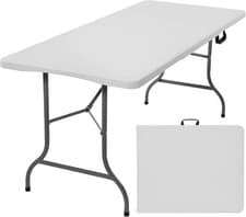 Image of 6ft Heavy Duty Folding Table, Tabletop & Sturdy Metal Frame, Foldable Table with