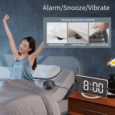 Image of 12/24H Digital Loud Alarm Clock with Bed Shaker Deaf Snooze Heavy Sleepers