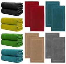 Image of 2x Luxury Cotton Bath Mats Terry Towelling 1000GSM Bathroom Rugs Soft Washable