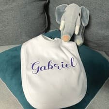 Image of White Personalised Baby Bib Name Custom Color Gift Present Baby Shower Unisex