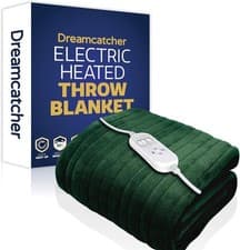 Image of Electric Heated Throw Blanket Double Soft Fleece Green Over Blanket Timer Sofas