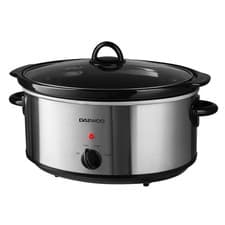 Image of Daewoo Slow Cooker 6.5L Stainless Steel 6.5 Litre Glass Lid Ceramic Pot Large