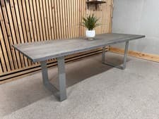 Image of Huntington Dining Table, Grey, Solid Wood, Very Heavy, 240cm