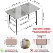 Image of Heavy Duty Slate Marble & Metal Legs Rectangular 4-6 Seater Kitchen Dining Table