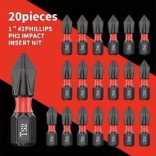 Image of 20pcs 25mm PH2 Impact Driver Bits Hex Torsion Impact Drill Driver