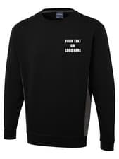 Image of Personalised Printed Two Tone Crew Neck Sweatshirt Custom Text Logo Unisex Gym