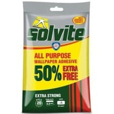Image of Solvite Wallpaper Paste Adhesive All Purpose Extra Strong Hangs up to 4.5 Rolls