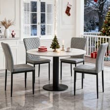 Image of High Backrest 4/6PCS Dining Chairs PU Leather Padded Seat Kitchen Home Office