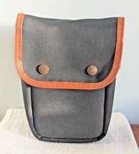 Image of BILLINGHAM DELTA END POCKET BLACK CANVAS/TAN LEATHER