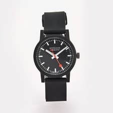 Image of Mondaine Essence Watch Black Rubber Swiss Railway 32mm MS132120RB