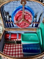 Image of Timeless Picnic Basket Hamper Wicker Picnic Basket with Handle