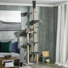 Image of PawHut Floor to Ceiling Climbing Cat Tree Tower, 230-250cm Height