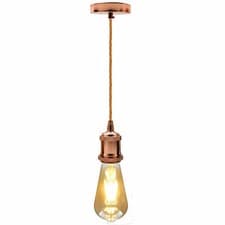 Image of Pendant Light Fitting Ceiling Rose E27 Suspension Set Twist /Round Light Base