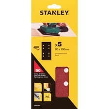 Image of Stanley Punched Hook and Loop 1/3 Sanding Sheets 80g Pack of 5