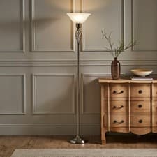 Image of Traditional Barley Twist Floor Lamp Uplighter Standard Light Glass Shade Lounge