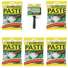 Image of Wallpaper Paste & Paste Brush 5 12 Pint Bags Of Paste Holds Up To 50 Rolls DIY