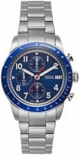 Image of Fossil Mens Sport Tourer Watch Blue dial stainless steel bracelet FS6047