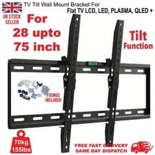 Image of TV Wall Bracket Tilt Mount for 28 32 40 42 46 50 55 65 up to 75" TVs Tilting