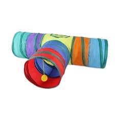 Image of Foldable Rainbow Cat Tunnel Interactive Indoor Pet Tunnel for Cats Rabbits