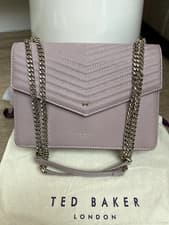 Image of NEW TED BAKER KALILA PINK QUILTED LEATHER ENVELOPE CROSSBODY BAG, RRP £139