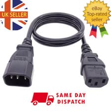 Image of Power Extension Cable IEC Male to Female Kettle Lead C14/C13 1m/2m/3m LOT UK