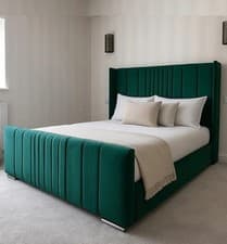 Image of Winged New Ottoman Bed Frame Plush Velvet Gas Lift Storage Double & King Size