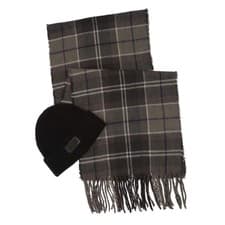 Image of Barbour International Sweeper Beanie & Scarf Gift Set Black