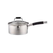 Image of Sauce Pan Stainless Steel Tempered Glass Lid Non Stick Pot Induction Safe 16cm