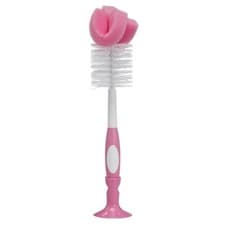 Image of Dr. Brown's Options Bottle & Teat Brush No-Slip Handle Grip Soapy Hands Pink