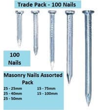 Image of MASONRY Nails Mixed Sizes Pack - Concrete Brick Stone Masonary - PACK of 105