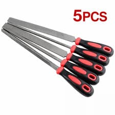 Image of 5pc 8 Inches Engineers File Set for Metal Round Flat Triangular Half Round Squar