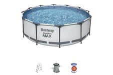 Image of 12ft x 39.5in Bestway Grey Steel Pro Max Above Ground Pool Set & Extras