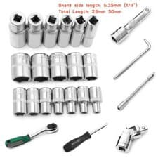 Image of 25mm/50mm Length 1/4" Square Drive Hex Socket Adapter Screwdriver Drill Bit Set