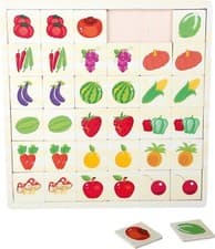 Image of fruit and vegetable pairs wooden puzzle brand new