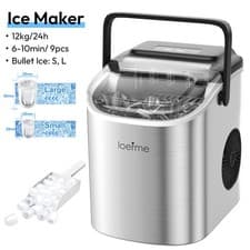Image of 1.2L LOEFME Ice Maker Machine 12KG Per Day Electric Ice Cube Maker Countertop