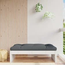 Image of WALPLUS Garden Footstool White 120x80 cm Outdoor Solid Pine Wood Seat