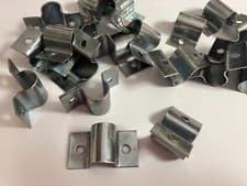 Image of 12mm Pipe Hose Clip Single Steel Full Saddle BZP 21mm Wide 40mm Long Multi Qty