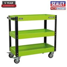 Image of Sealey CX110HV Workshop Trolley 3 Level Heavy Duty Hi Vis Green Garage Tool Cart