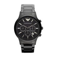 Image of Elegant EMPORIO ARMANI AR2453 Black Stainless Steel Black Dial Mens Watch