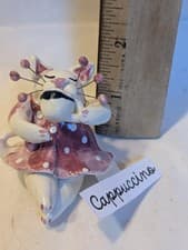 Image of  WhimsiClay Vintage 2004 Mini Coffee Cat "Cappuccino" Handmade by Amy Lacombe 
