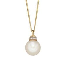 Image of Elements 9 ct yellow gold white pearl and diamond pendant