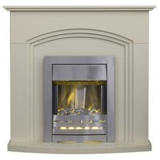 Image of Adam Truro Fireplace in Cream with Helios Electric Fire in Brushed Steel, 41...