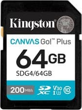 Image of 64GB Kingston Canvas Go Plus SD (SDHC) Memory Card U3, V30, 200MB/s R