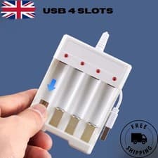 Image of USB Plug Fast Battery Charger for AA AAA Rechargeable Batteries 4 Slots UK