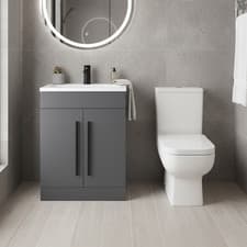 Image of Bathroom Vanity Toilet Floor Standing Unit with Close Coupled Toilet Matt Grey