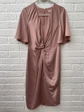 Image of Coast New Blush Pink Twist Front Knee Length Dress Size UK 12