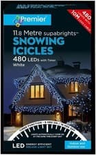 Image of 480 LED Snowing Icicle White Lights with Timer - PREMIER