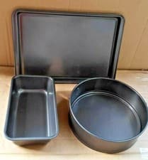 Image of HOME 3 Piece Non Stick Bakeware Set - Black