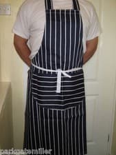 Image of Professional Chefs Striped Apron 3 Colours Cooks Cotton Kitchen Apron Xmas Gift