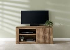 Image of TV Unit Stand Media Entertainment Cabinet Compact Oak 3D effect Veneer Canyon